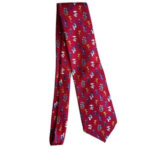 Harrods Knightsbridge Red Silk Mushroom Print Tie